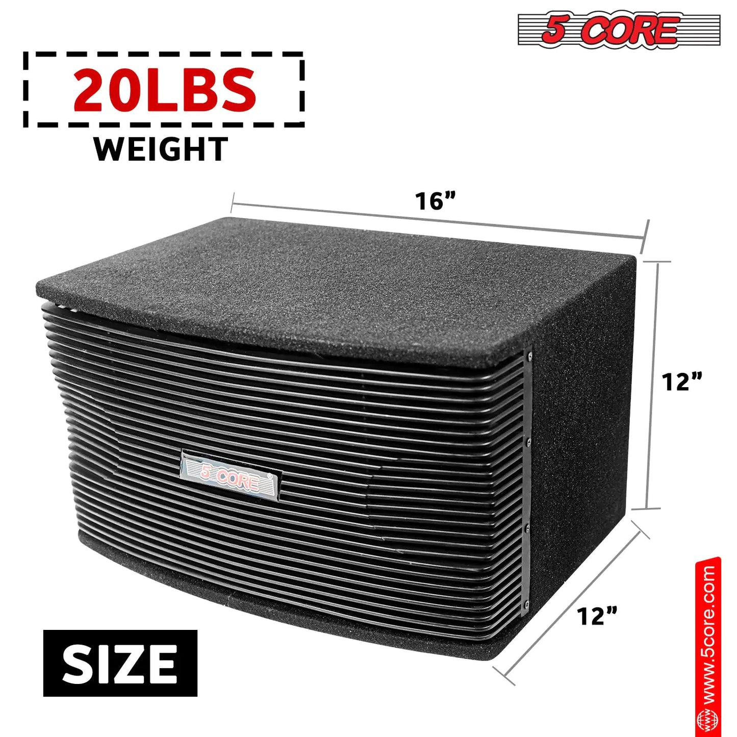 5Core Box Subwoofer for Car 1Pc Black 800W Peak Power 8 Inch Vented Trunk Speaker Woofer 8 Ohm