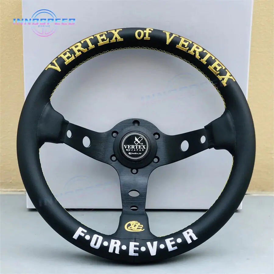 Universal Racing 13inch Vertex Leather Modified Performance Deep Dish Tuning Sport Steering Wheel