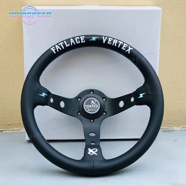 Universal Racing 13inch Vertex Leather Modified Performance Deep Dish Tuning Sport Steering Wheel