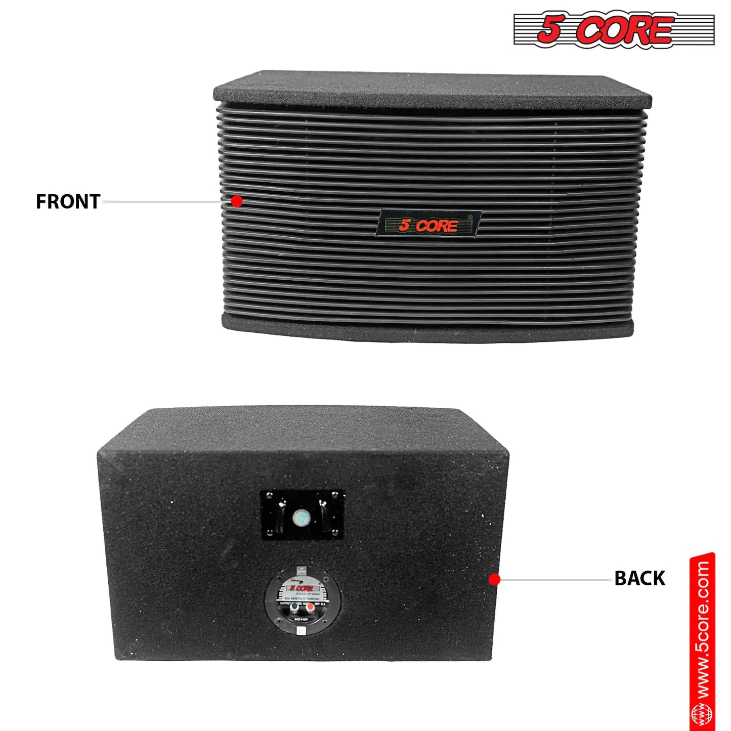 5Core Box Subwoofer for Car 1Pc Black 800W Peak Power 8 Inch Vented Trunk Speaker Woofer 8 Ohm